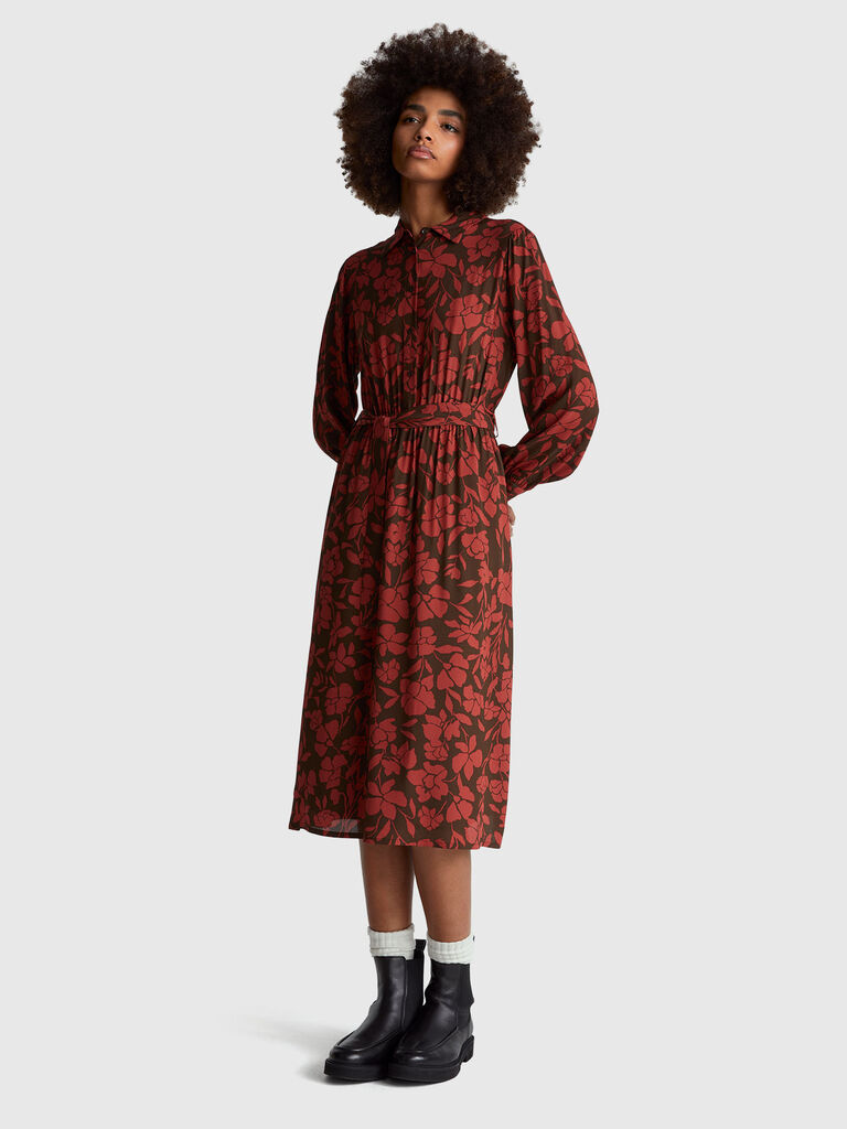 Shirt dress with floral print