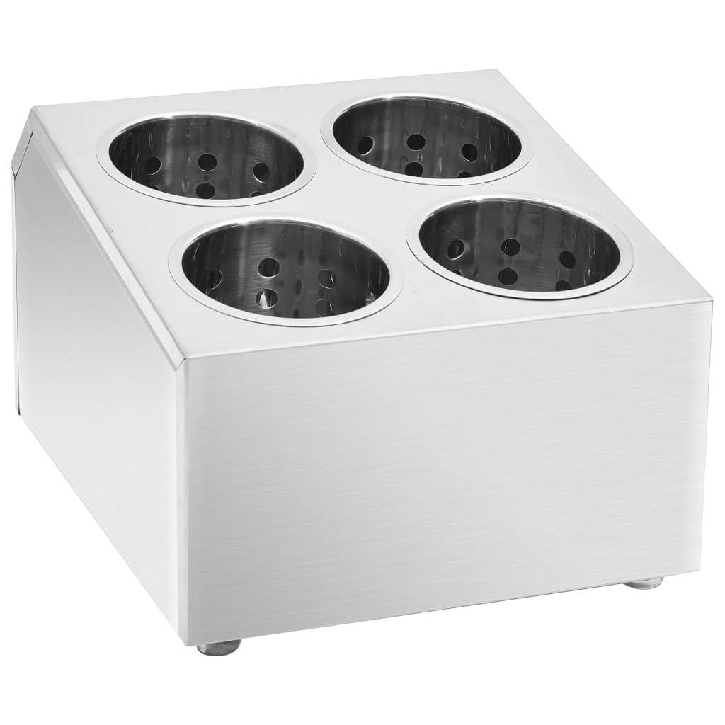 Pojemnik na sztućce Srebrny 26.5 x 30.5 x 20 cm Stal vidaXL