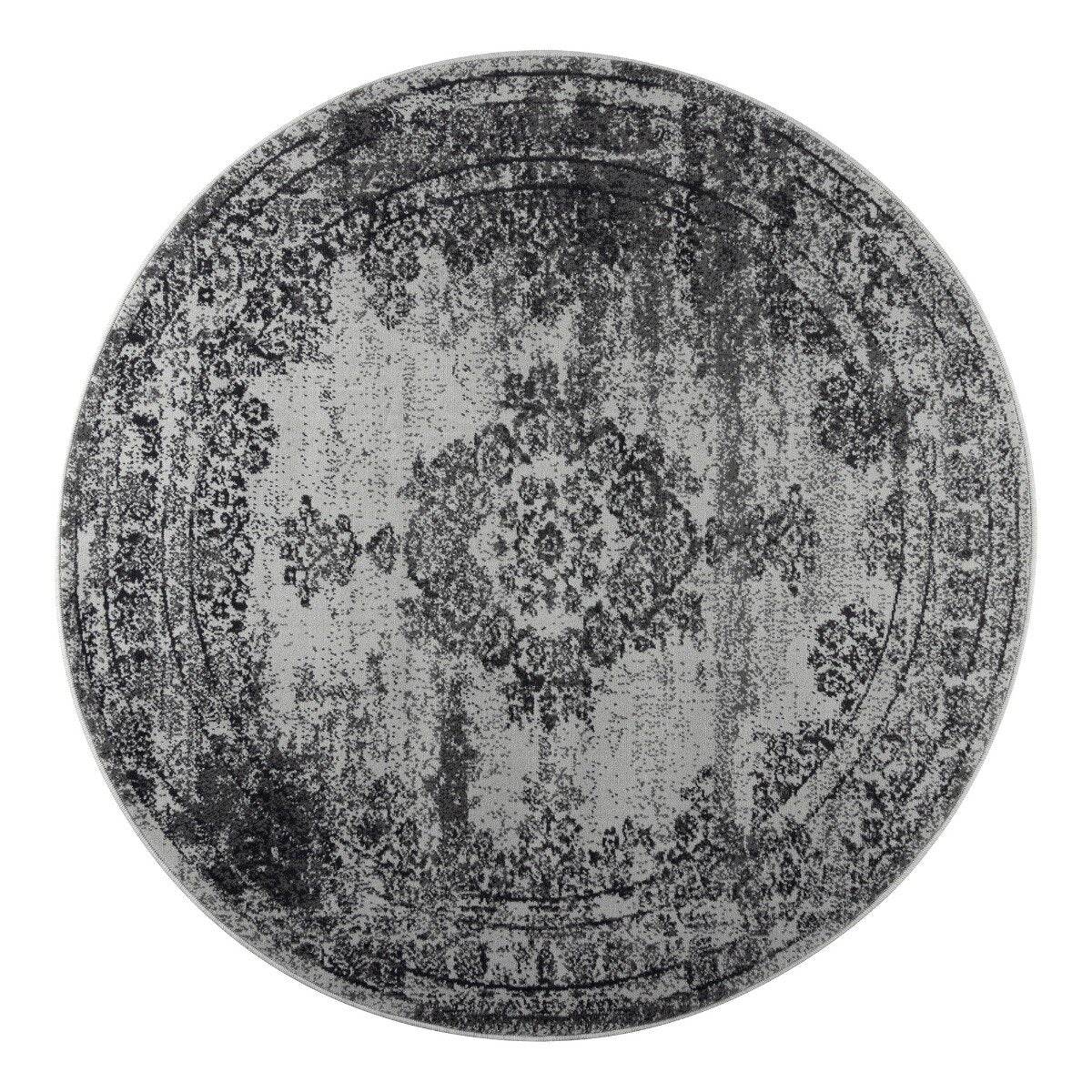 Vintage Vloerkleed Bloom rond - Grijs - EVA Interior - 200 x 200 cm