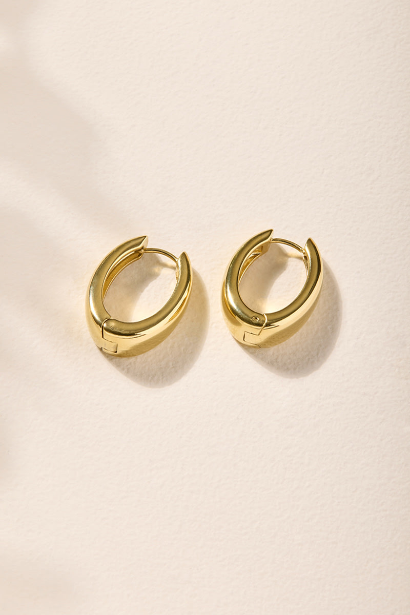 Betty Stainless Steel Oval Gold Hoop Earrings