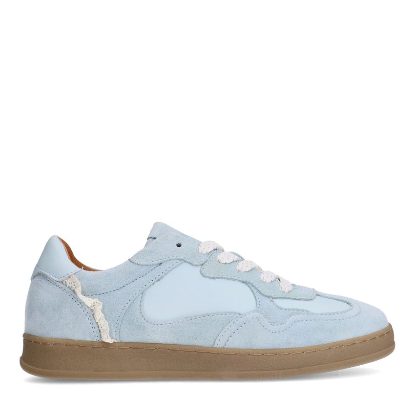 Manfield Lichtblauwe suède sneakers