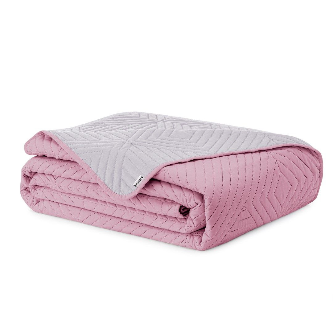 Narzuta pikowana dwustronna SOFTA 170x210 różowa   szara AmeliaHome