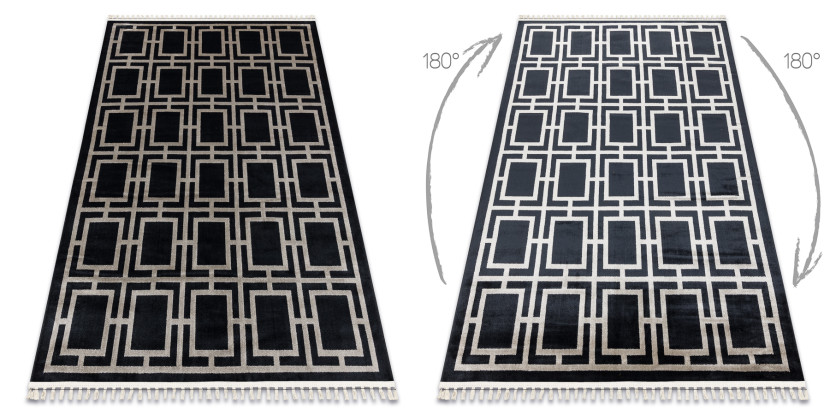 Dywan AMOUR 53078B czarny - Geometryczny, linie nowoczesny, 78x150 cm