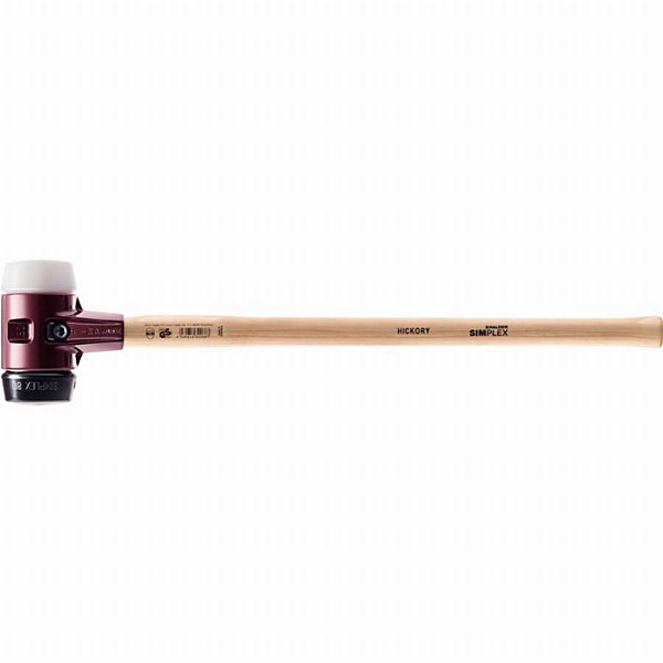 Marteau HALDER SIMPLEX 3027, embouts caoutchouc chargé/superplastique, boîtier fonte malléable, manche hickory