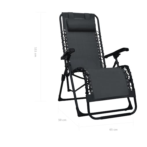 NNEVL Folding Deck Chair Black Textilene