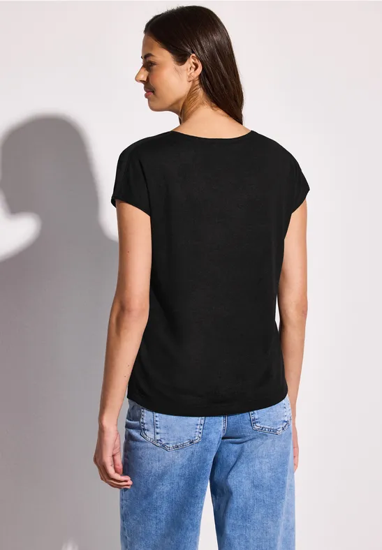 Leinen-Look Wording Shirt