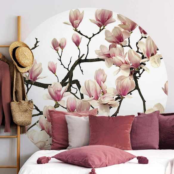 Vliestapete »Runde Vliestapete«, Kadam Rosa Magnoliae, mehrfarbig, matt