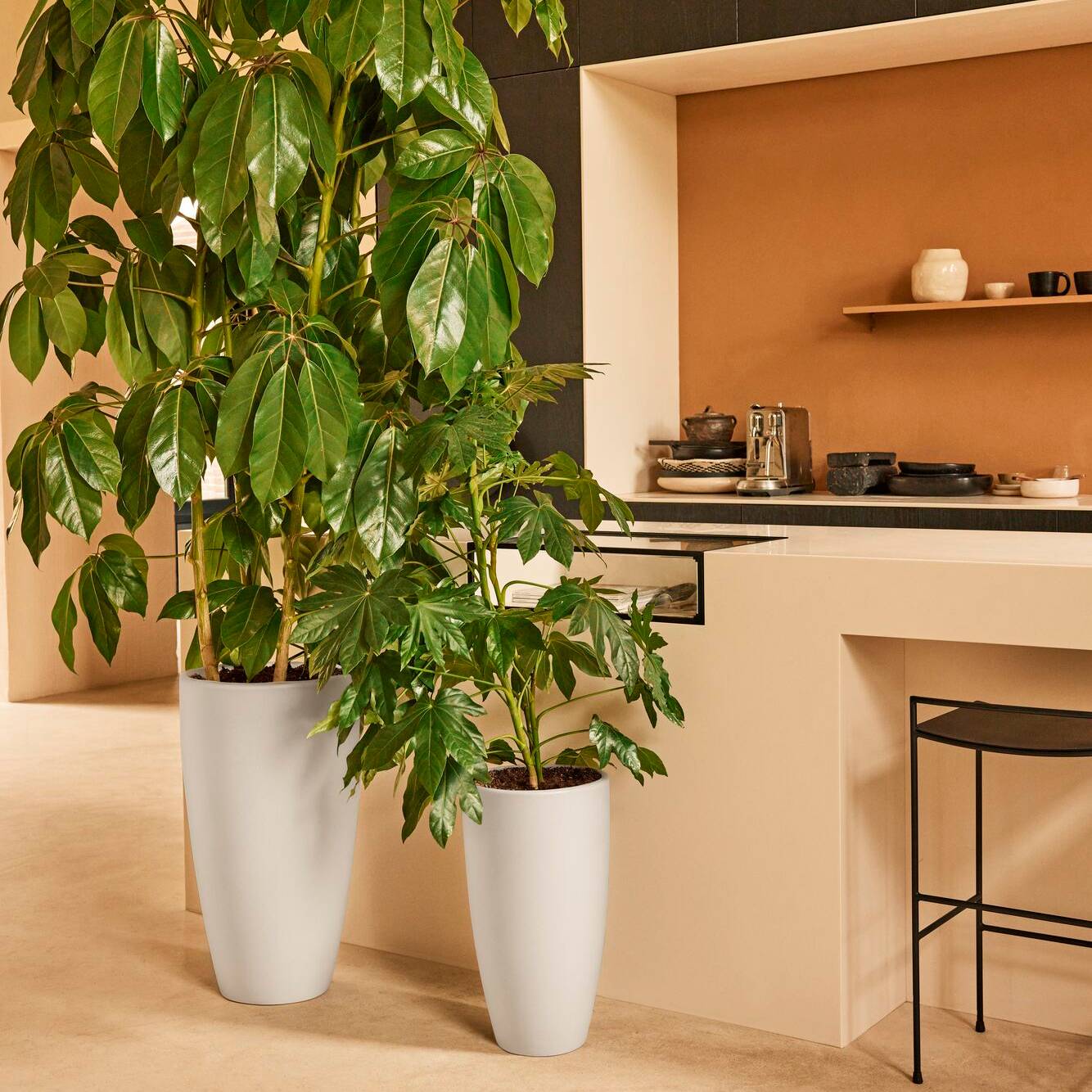 Elho June Round High 30 - Linnen wit - L 30 x B x H 53 cm - Binnen en