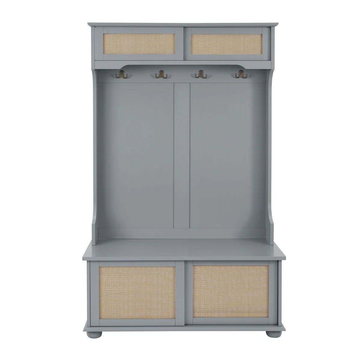 Rattan Hall Tree With Shoe Cabinets