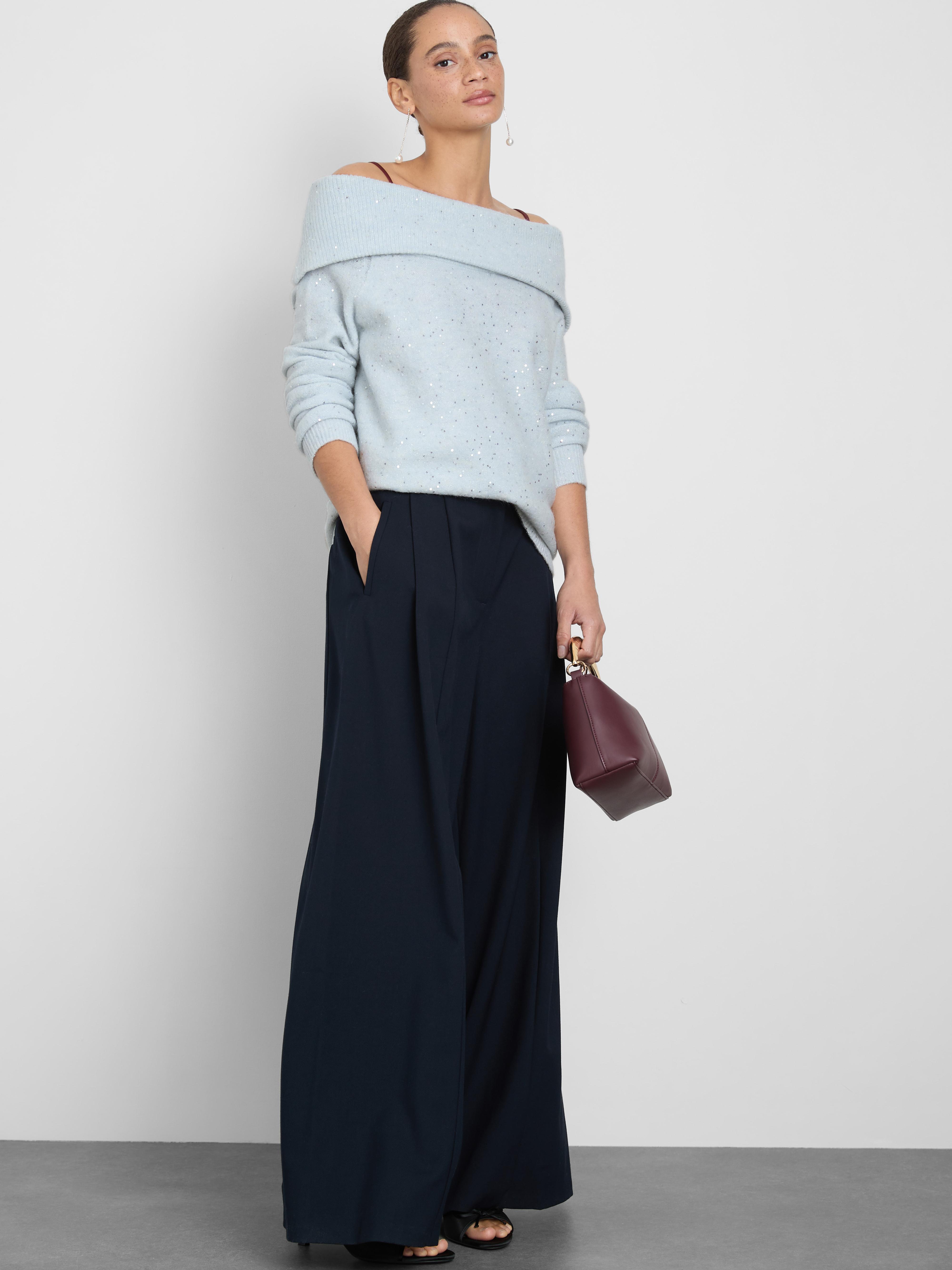 Embroidered Bardot Sweater