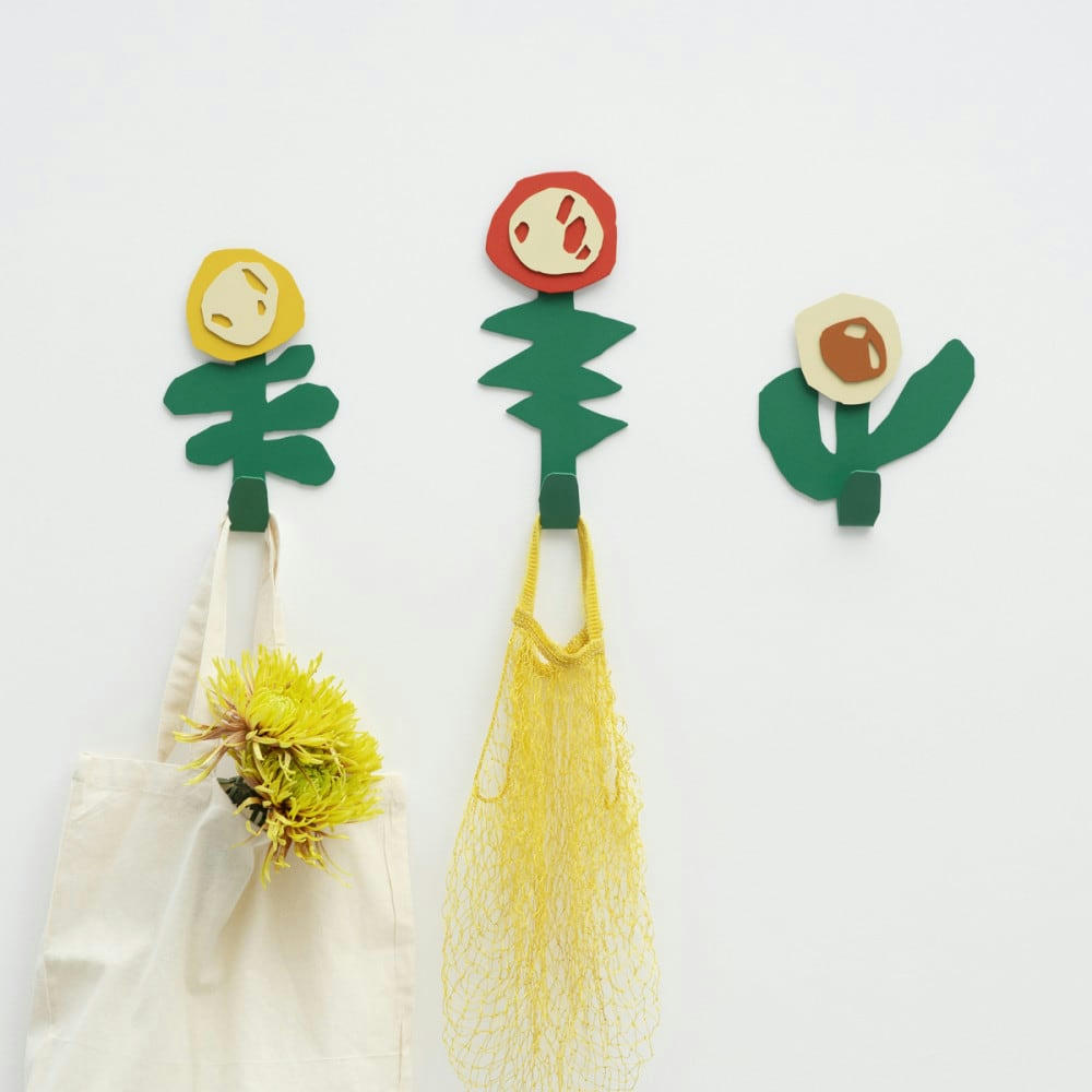 LILI - Lot de 3 patères fleurs en métal