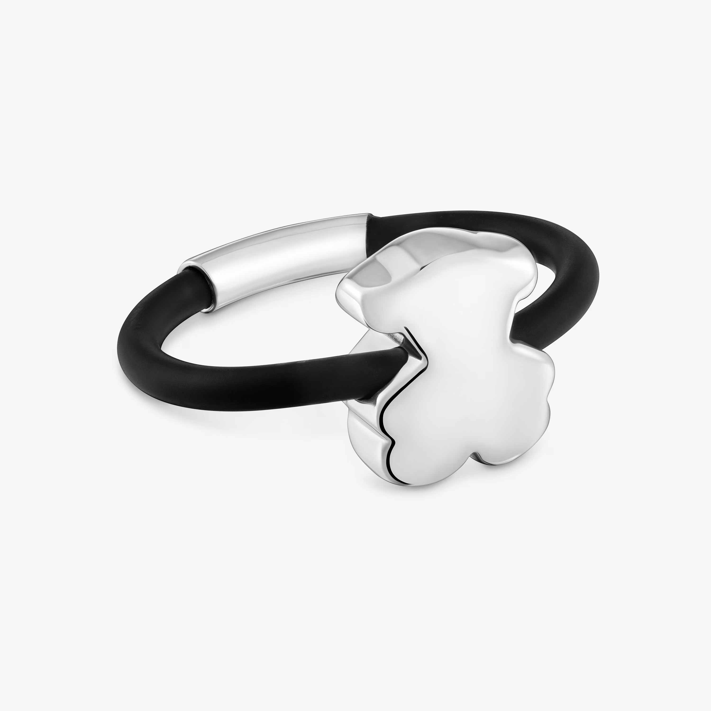 Anillo oso de plata y caucho Bold Motif