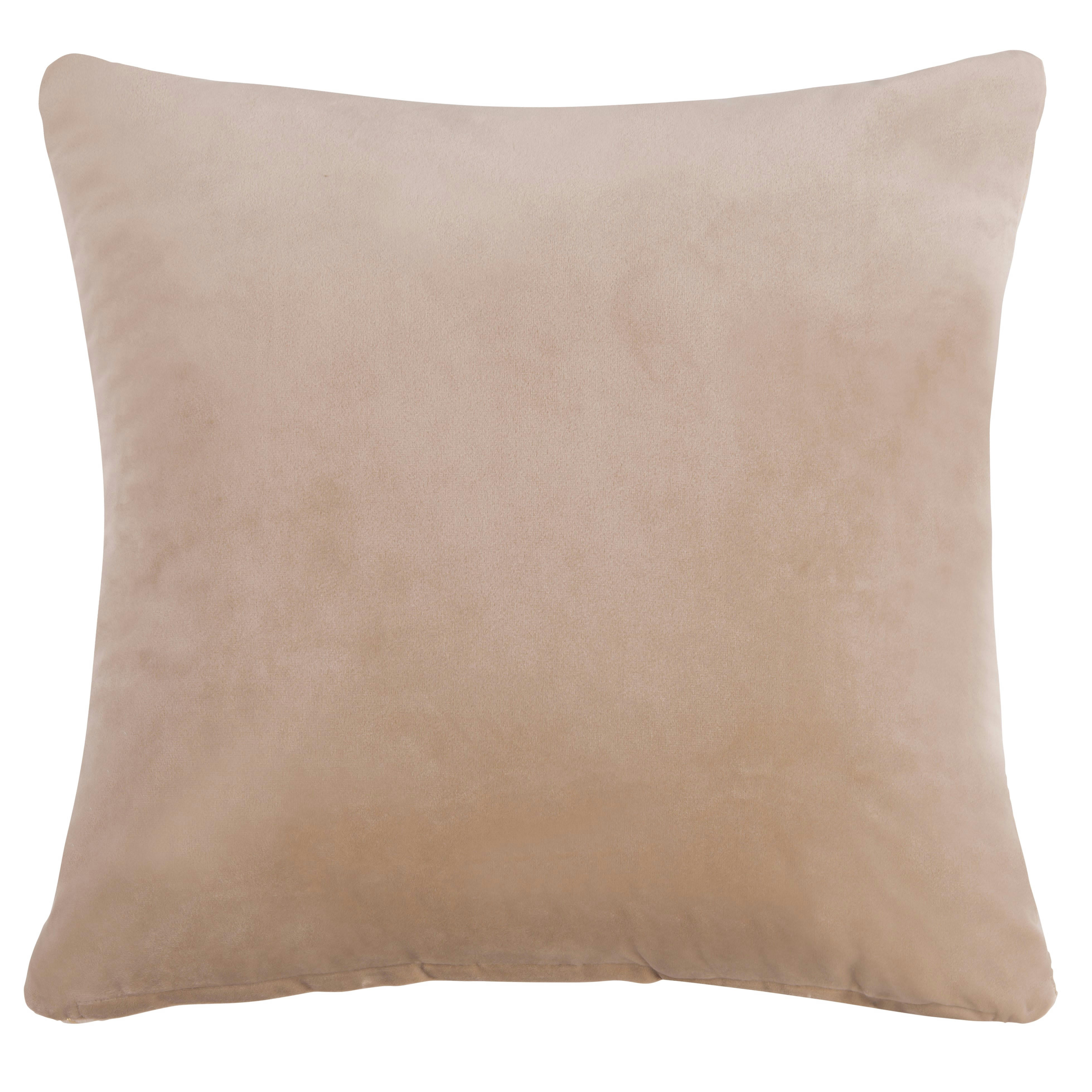 - Coussin en tissu beige motifs dorés 45x45