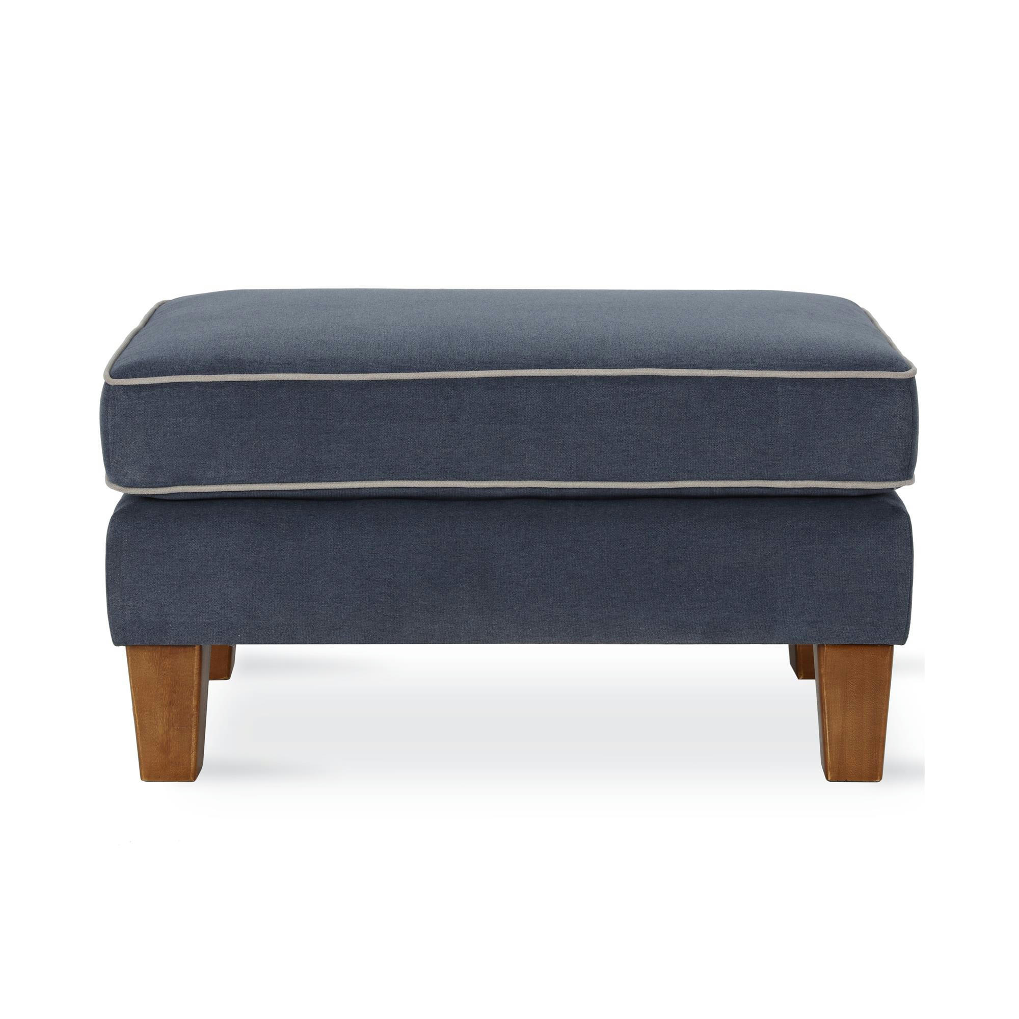 BOWEN - Pouf en tissu chenille bleu