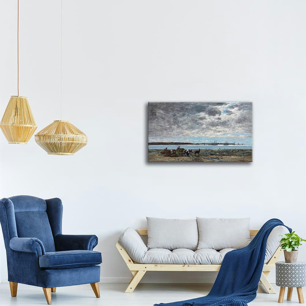 - Tableau Brest la Rade Recolte Du Varech Eugène Boudin 50x80cm
