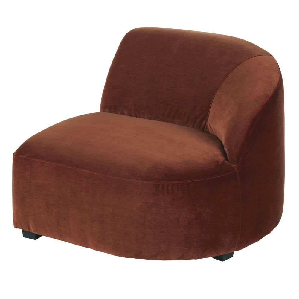 Virgile - Accoudoir droit pour canapé modulable en velours terracotta