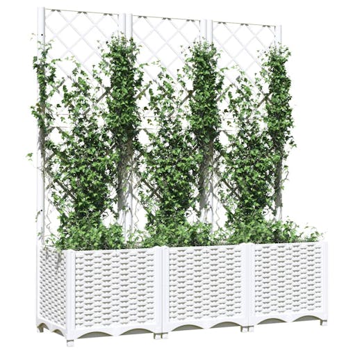 NNEVL Garden Planter with Trellis White 120x40x136 cm PP