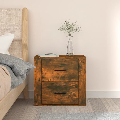 NNEVL Wall-mounted Bedside Cabinet Smoked Oak 50x36x47 cm