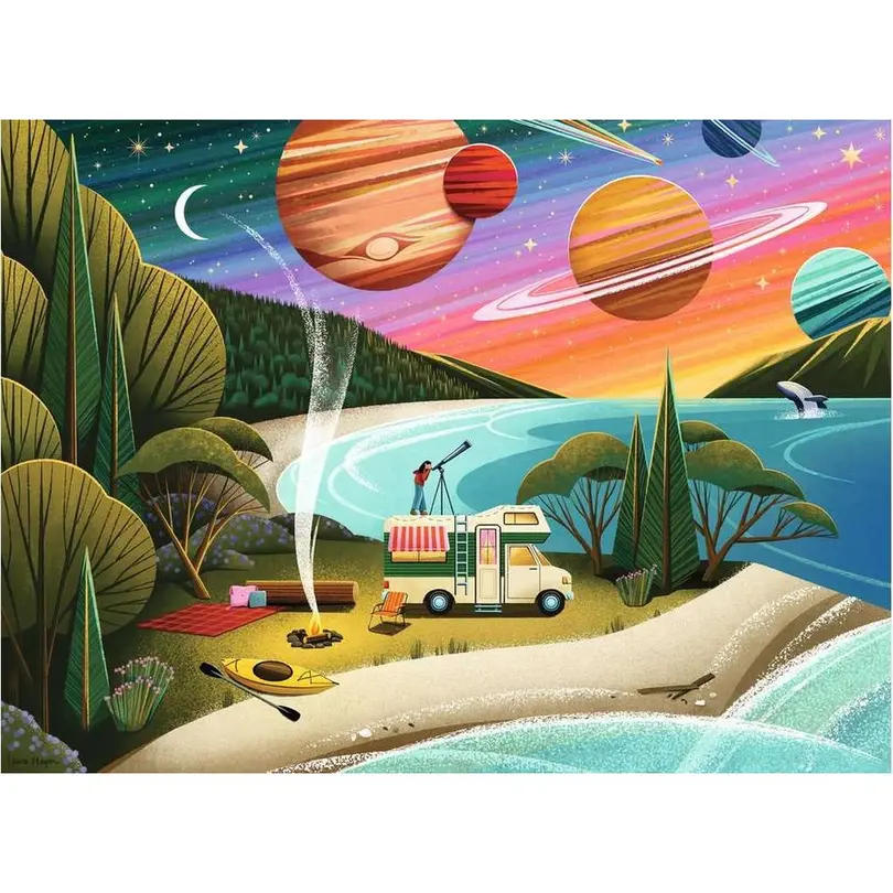 Puzzle Camping unter dem Kosmos