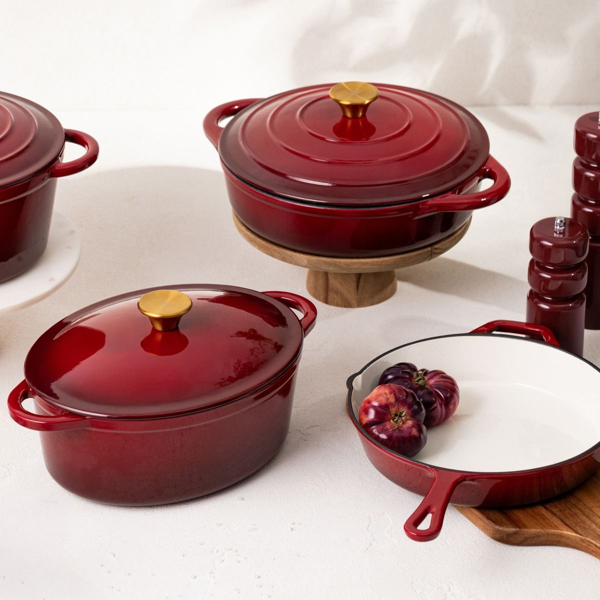 Garnek żeliwny ANDREAS bordowy owalny ombre 4,5 l