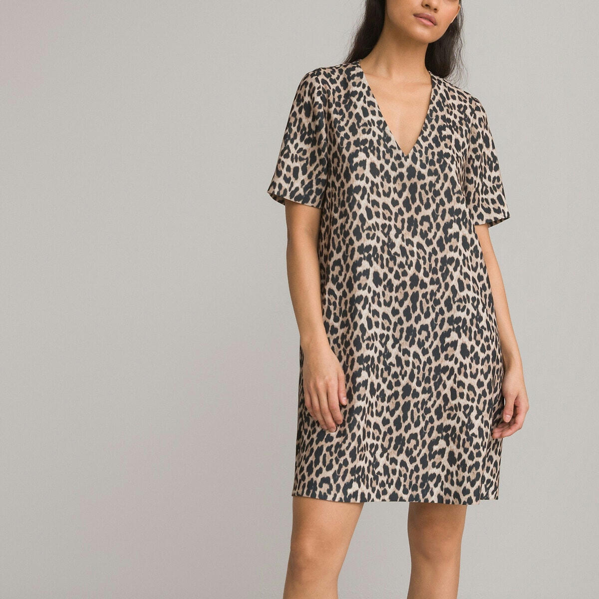Robe courte évasée, imprimé animalier