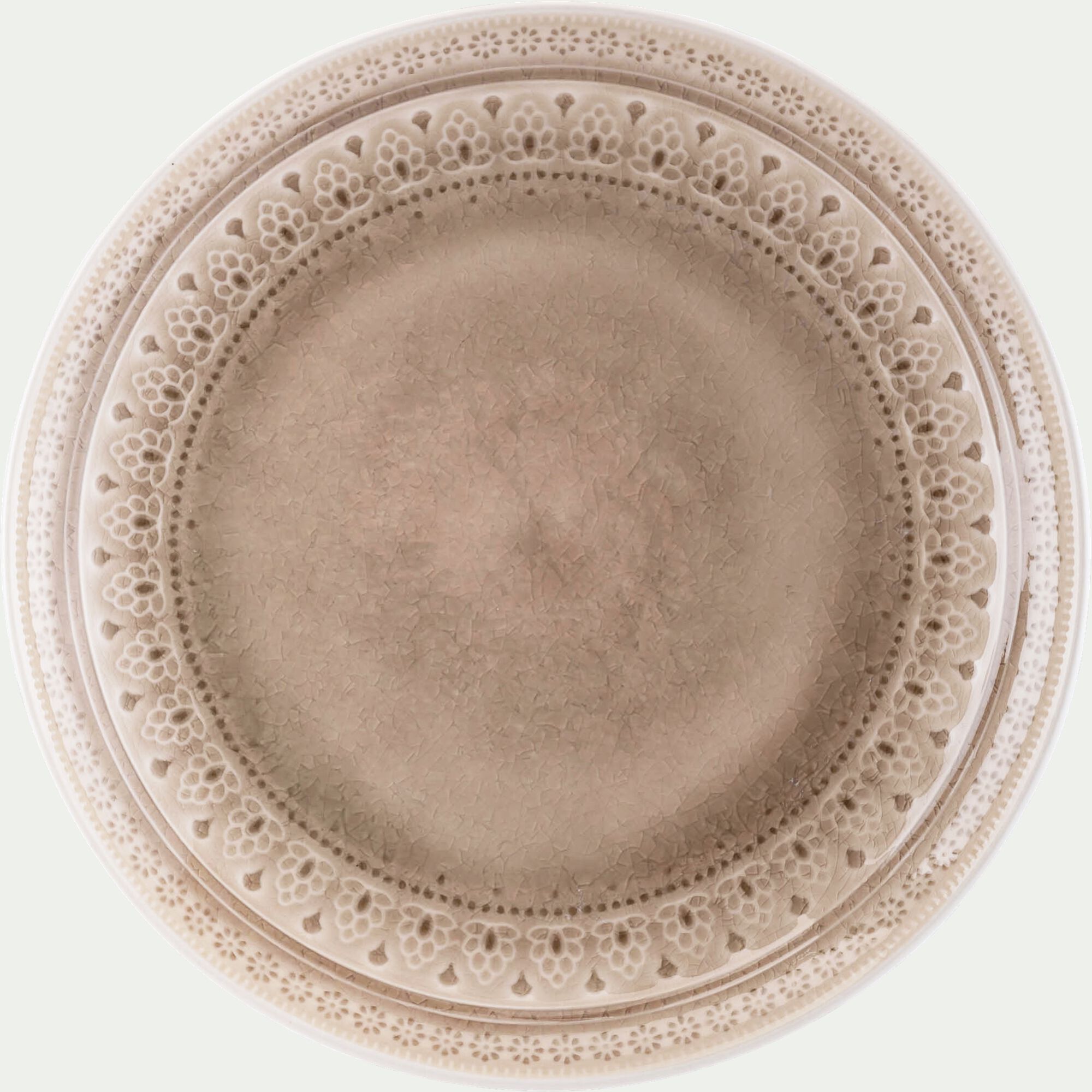 DOTS - Assiette plate à motifs en grès D26,6cm - beige alpilles