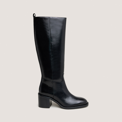 Bottes hautesen cuir noir taille mollet M | BONNIE