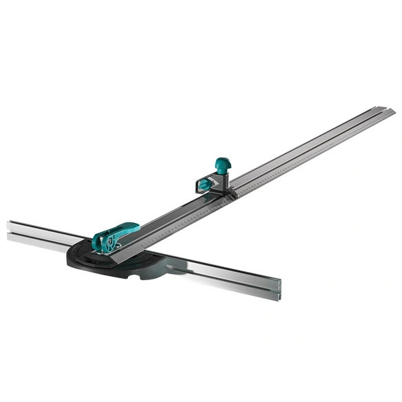 T-Schiene mit Parallelschneider, kunststoff, stahl, aluminium, silberfarben