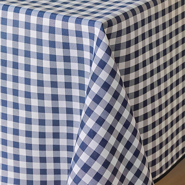 Nappe carree 150 x 150 cm polyester fils teints vichy Bleu