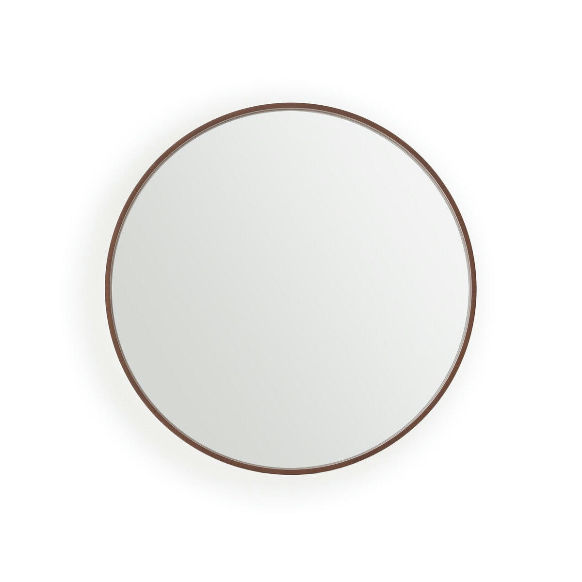 Miroir rond plaqué noyer Ø80 cm, Alaria