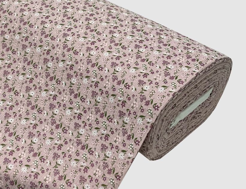 Musselin Double Gauze Blume Rosa