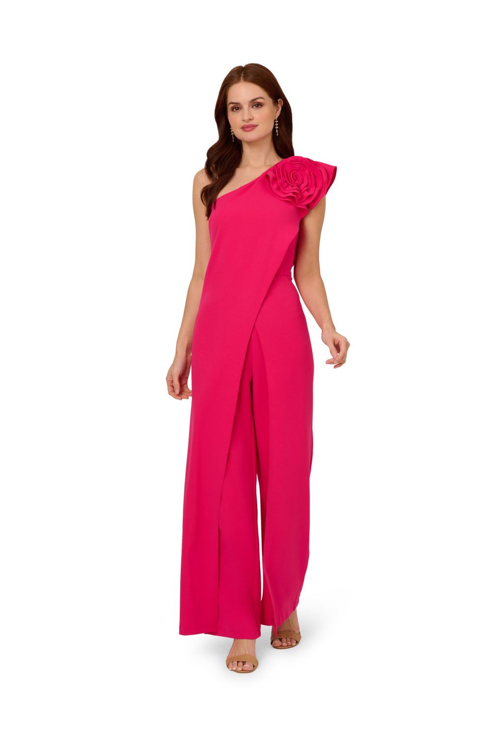 Adrianna Papell One Shoulder Rosette Jumpsuit