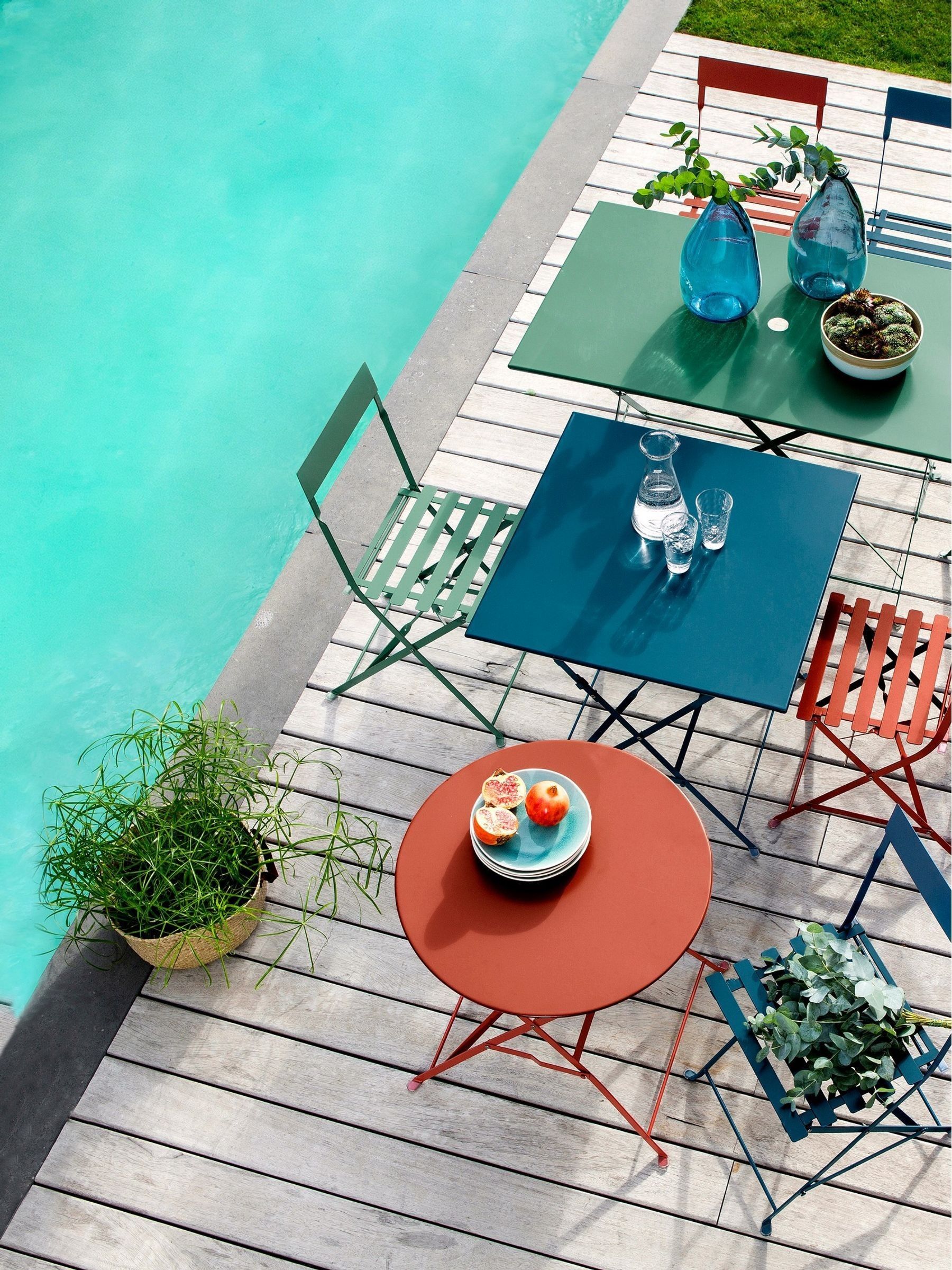 La Redoute Intérieurs Blue Ozevan Square Folding Metal Garden Table
