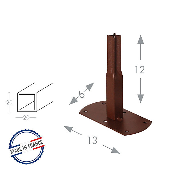 Louis Moulin Pack 4 pieds tube CAR20 à visser fer vieilli - 13x6x12 cm - Acier époxy