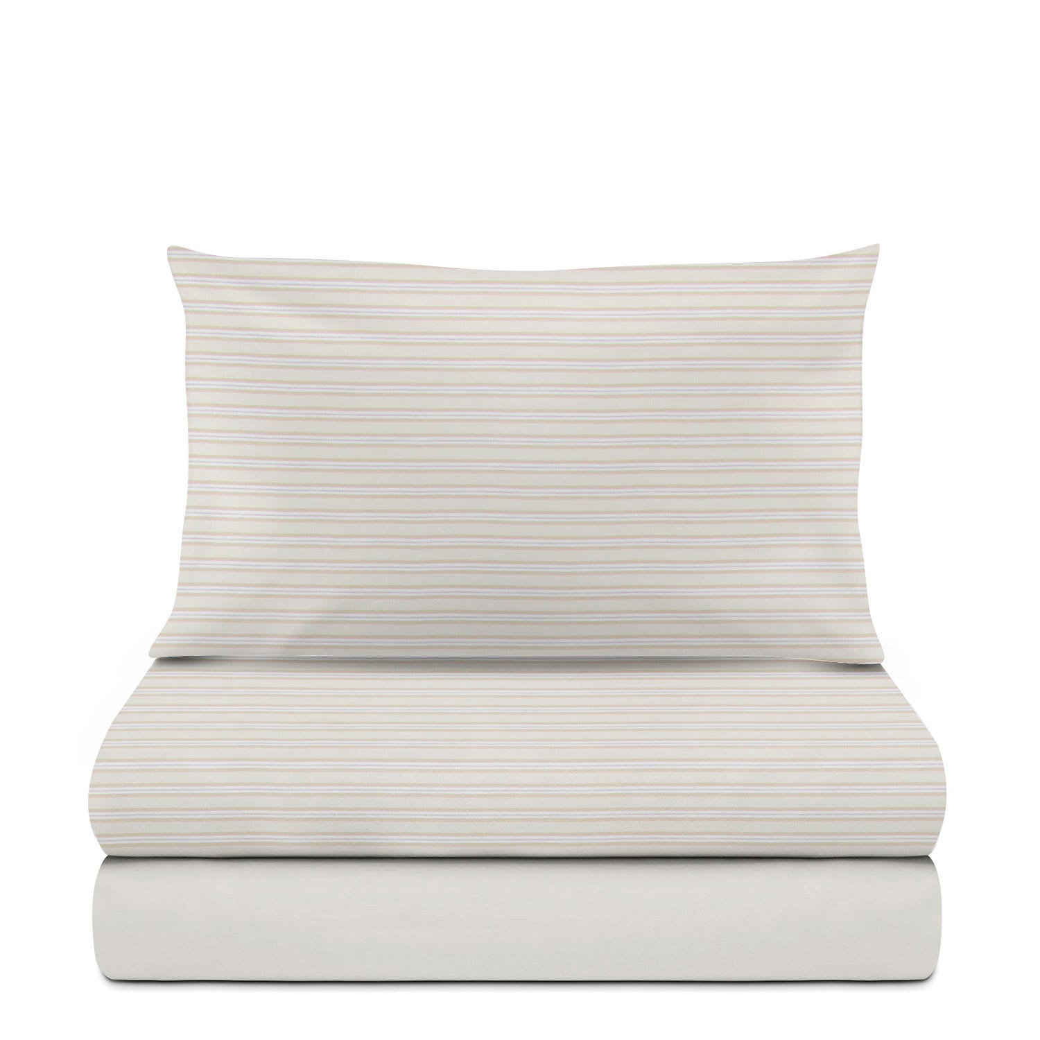 Completo letto singolo cotone righe beige