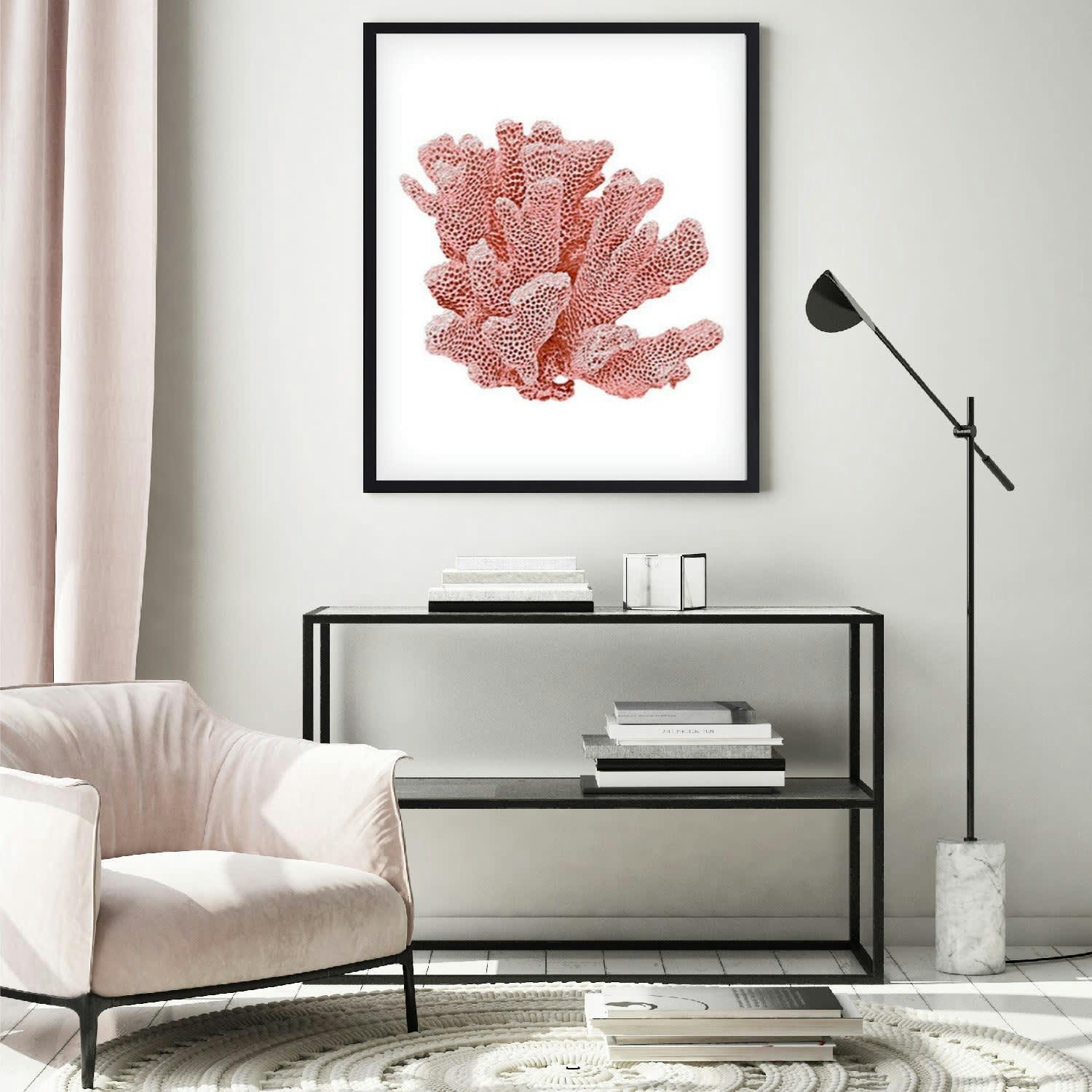 CORAL - Affiche avec cadre noir - Corail - 30x40