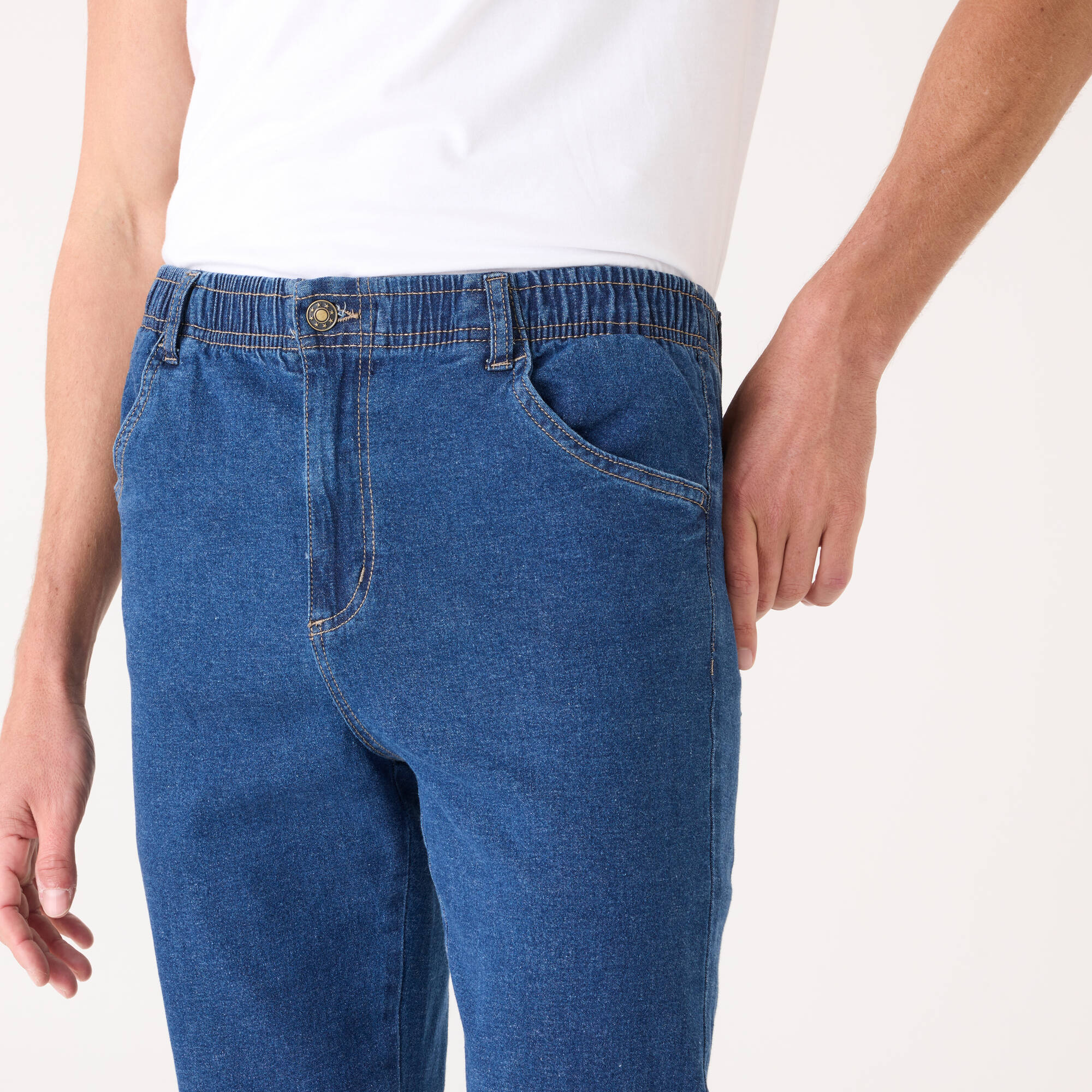 Jean droit taille élastiquée - L28