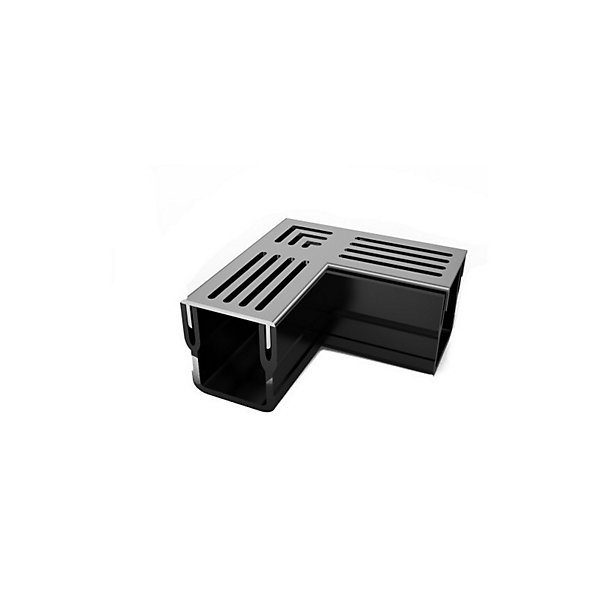 Caniveau XXS MINI L 6,5 cm Grille aluminium - StarDrain - LINE ECO - élément d'angle