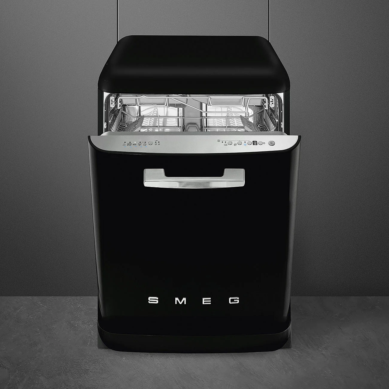 60cm Freestanding 50s Style Dishwasher Black, B Rated