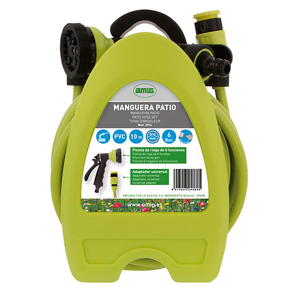 AMIG - Tuyau enrouleur2074 - 10 m - PVC - Vert pistache