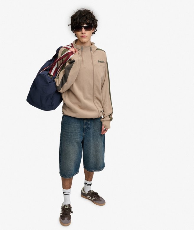 Bench Double Zip Hooded Stripe Sweatshirt