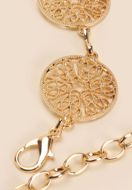 Womens Gold Filagree Disc Belt
