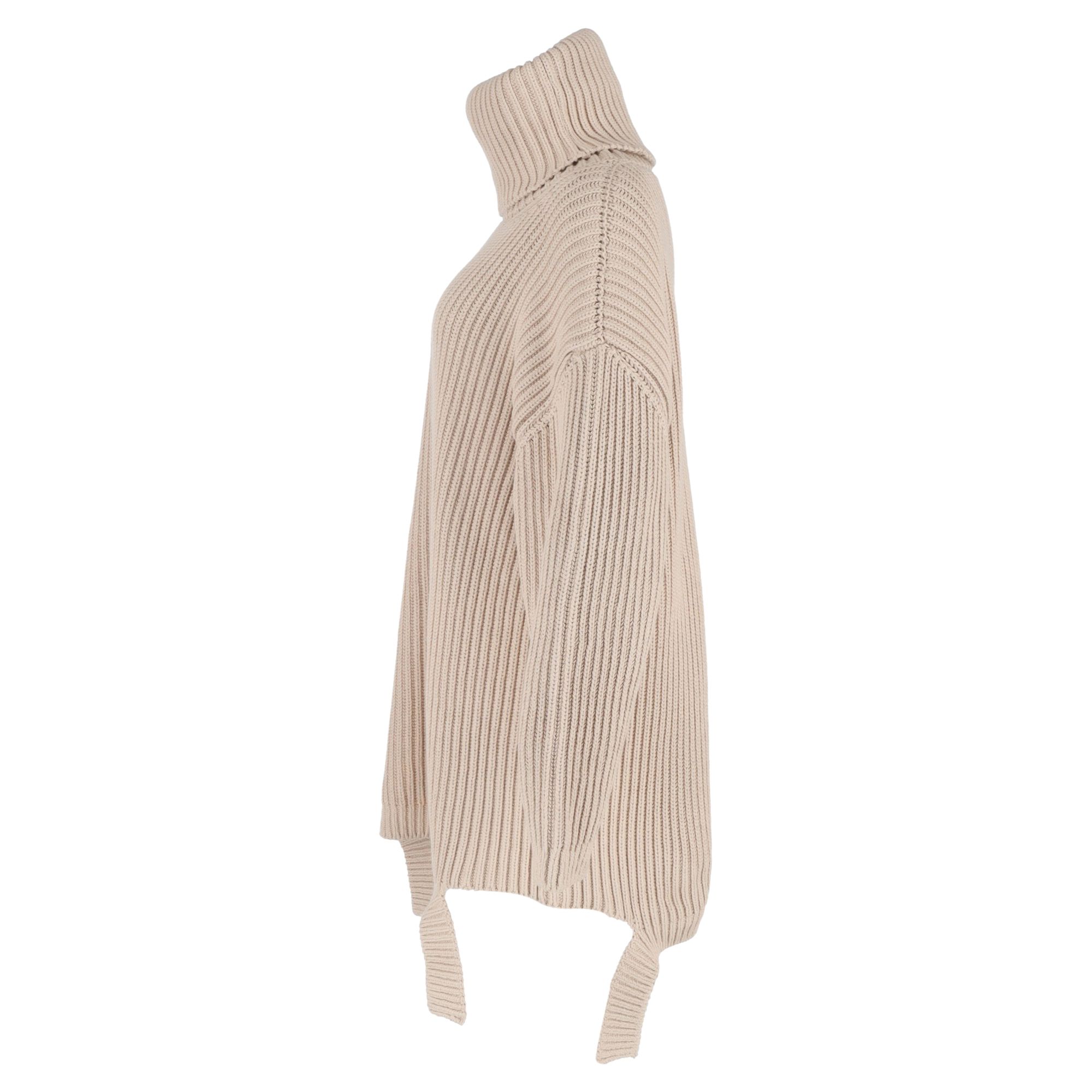 Balenciaga Preloved Knitted Turtleneck Sweater in Beige Cotton