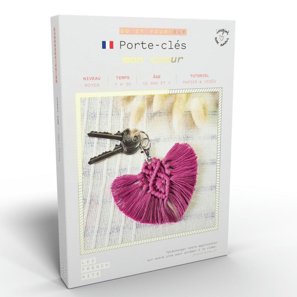 PETITES CRÉATIONS NATURE - Kit macramé porte clés - cœur
