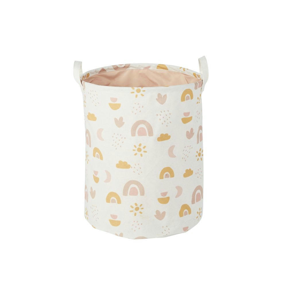 MALAGA - Sac de rangement bébé rose et orange à motifs