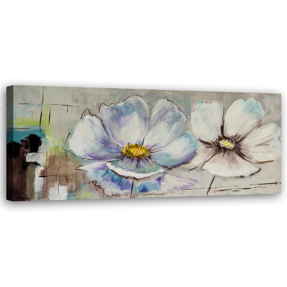 Feeby Obraz na płótnie, Malowane kwiaty shabby chic 90x30