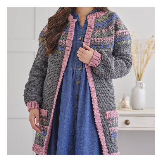 Knitcraft Crochet Flower Fair Isle Cardigan Digital Pattern 0359