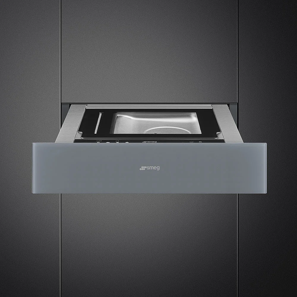 15cm Height Linea Vacuum Drawer Silver Glass