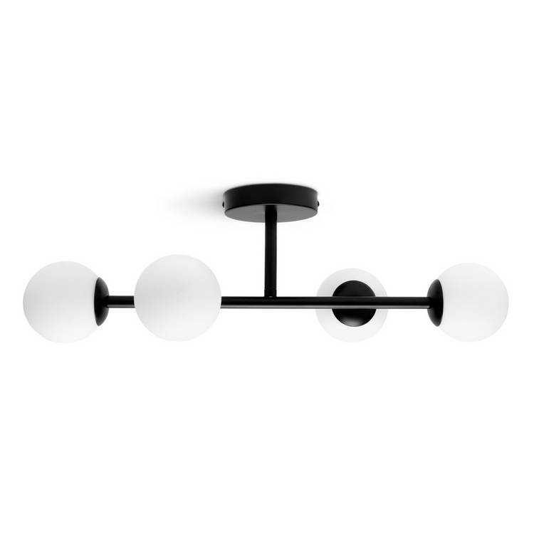 Habitat Opal Metal Bathroom Flush Ceiling Light - Black