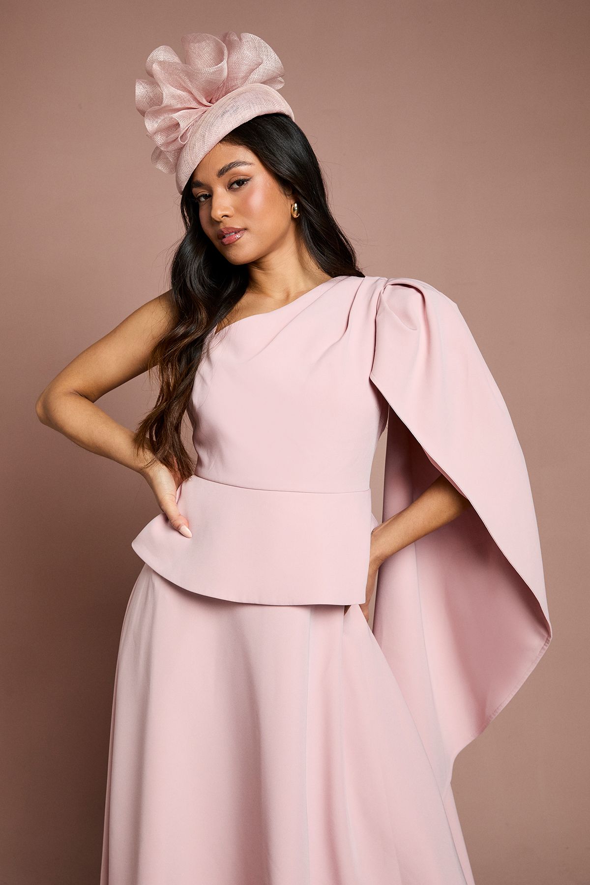 Coast Petite Lisa Tan Shoulder Crepe Midi Dress